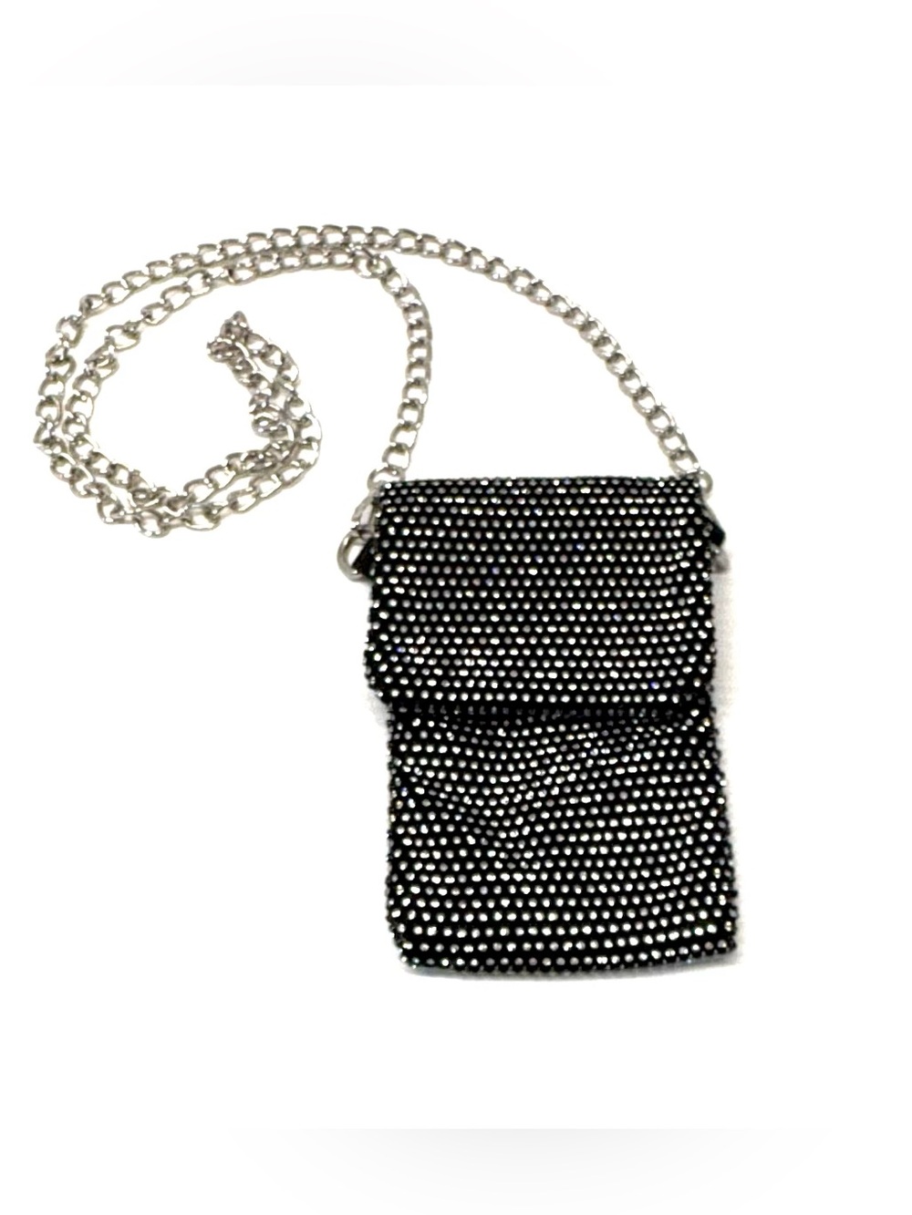 LA Express Black Rhinestone Crossbody Cell Phone Pouch Evening Purse Mini Bag